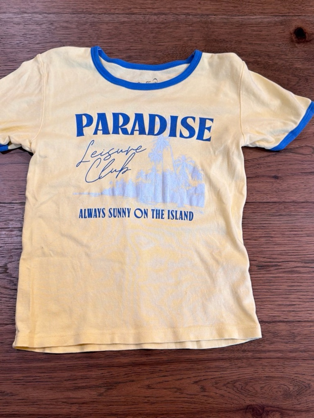 PacSun Paradise Leisure Club Yellow & Blue Ringer Tee